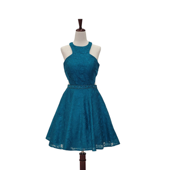 NWT Women's Fun Cutout Short Cocktail Dress in Teal - Picture 6 of 11